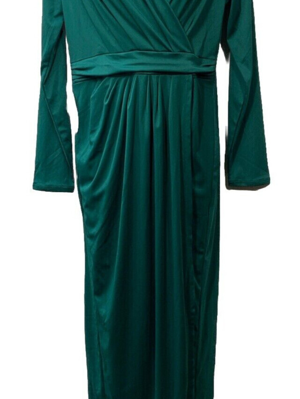 KOH KOH Womens Long Sleeve Formal Wrap Draped Cocktail V-Neck Gown Maxi Large